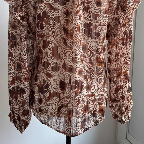 Esqualo Sheer Metallic Floral Blouse with Gold Thread Detail – EU 38 / US 8 - Picture 8 of 10